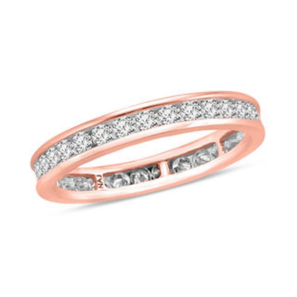 0.95 CT. T.W. Diamond Channel Set Eternity Wedding Band in 14K Rose Gold|Peoples Jewellers