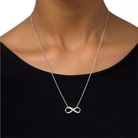 Diamond Accent Infinity Bolo Necklace in Sterling Silver - 30"|Peoples Jewellers