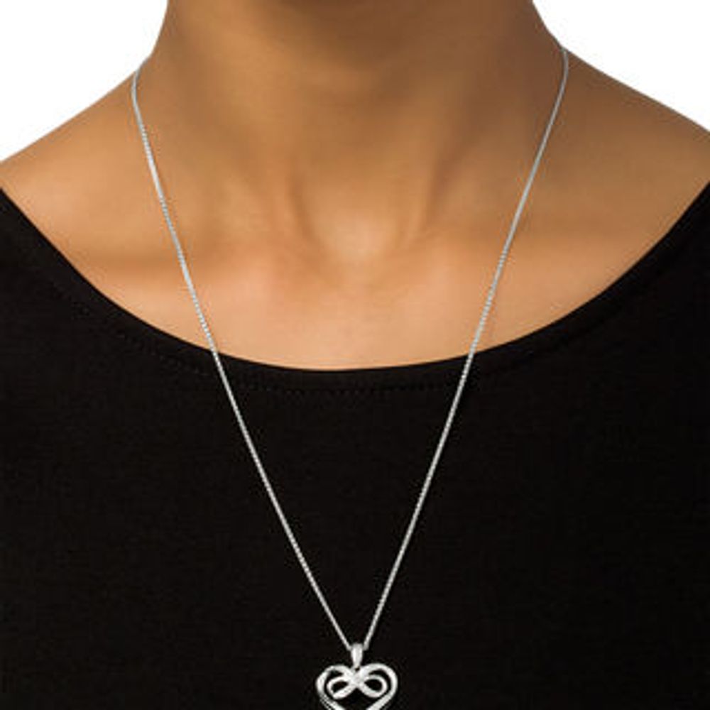 Diamond Accent Infinity Heart Bolo Necklace in Sterling Silver - 30"|Peoples Jewellers