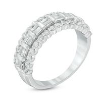 1.00 CT. T.W. Baguette and Round Diamond Ladder Anniversary Band in 10K White Gold|Peoples Jewellers
