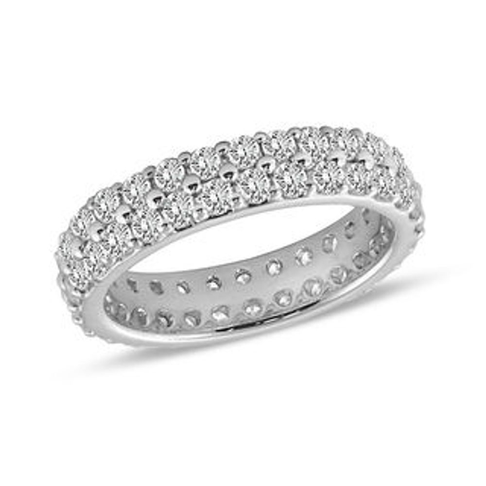 1.95 CT. T.W. Diamond Double Row Eternity Wedding Band in 14K White Gold|Peoples Jewellers