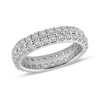 1.95 CT. T.W. Diamond Double Row Eternity Wedding Band in 14K White Gold|Peoples Jewellers