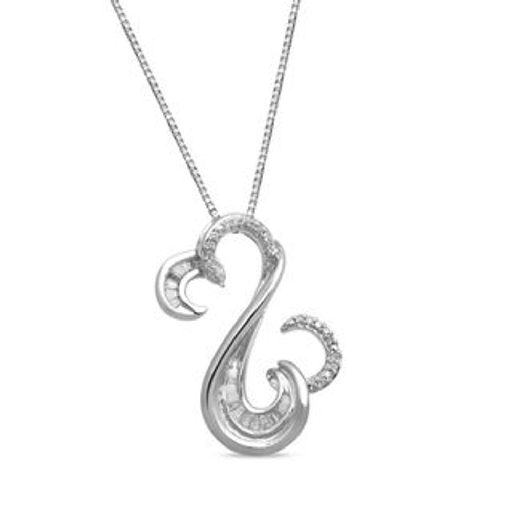 Open Hearts by Jane Seymour™ 0.15 CT. T.W. Baguette and Round Diamond Pendant in Sterling Silver|Peoples Jewellers