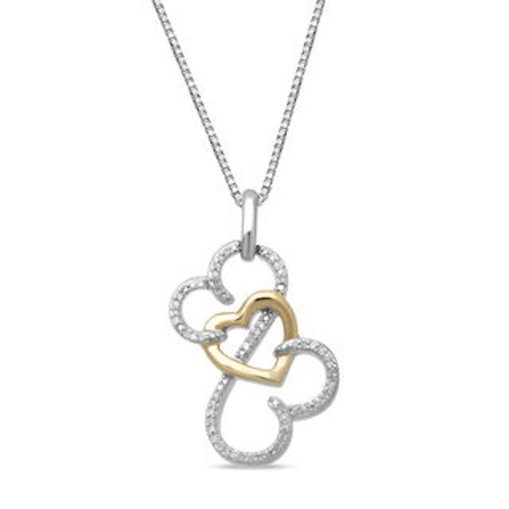 Open Hearts by Jane Seymour™ 0.10 CT. T.W. Diamond Pendant in Sterling Silver and 10K Gold|Peoples Jewellers