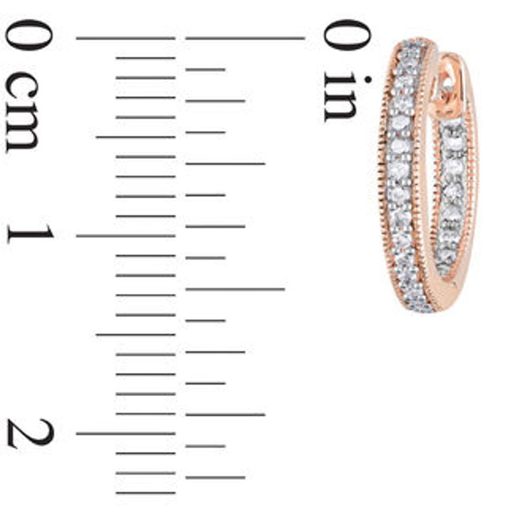 0.23 CT. T.W. Diamond Inside-Out Vintage-Style Huggie Hoop Earrings in 14K Rose Gold|Peoples Jewellers