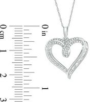 0.25 CT. T.W. Baguette and Round Diamond Heart Pendant in 10K White Gold|Peoples Jewellers