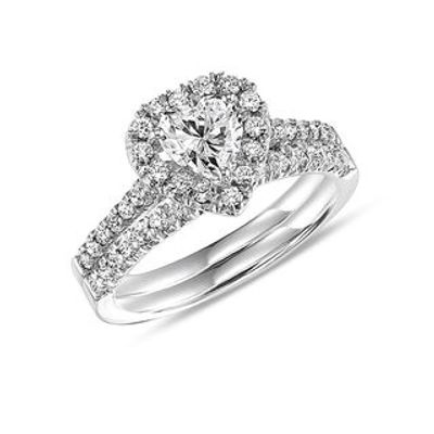 CT. T.W. Heart-Shaped Diamond Frame Bridal Set in 14K White Gold|Peoples Jewellers