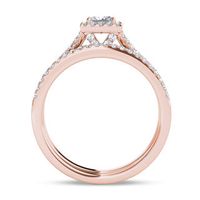 0.95 CT. T.W. Princess-Cut Diamond Frame Twist Bridal Set in 14K Rose Gold|Peoples Jewellers