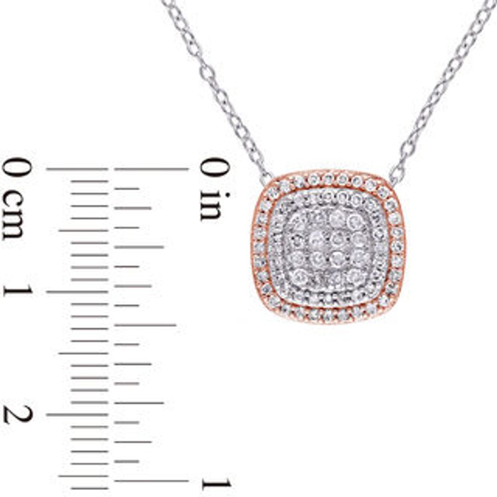 0.47 CT. T.W. Composite Diamond Cushion Frame Pendant in Two-Tone Sterling Silver|Peoples Jewellers
