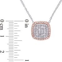 0.47 CT. T.W. Composite Diamond Cushion Frame Pendant in Two-Tone Sterling Silver|Peoples Jewellers