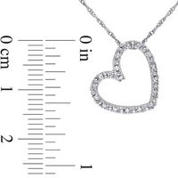 0.09 CT. T.W. Diamond Tilted Heart Pendant in 10K White Gold - 17"|Peoples Jewellers