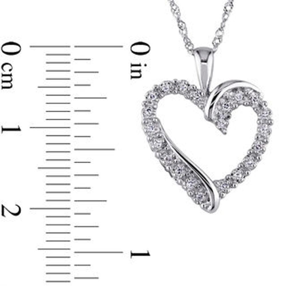 0.10 CT. T.W. Diamond Swirl Heart Pendant in 10K White Gold - 17"|Peoples Jewellers