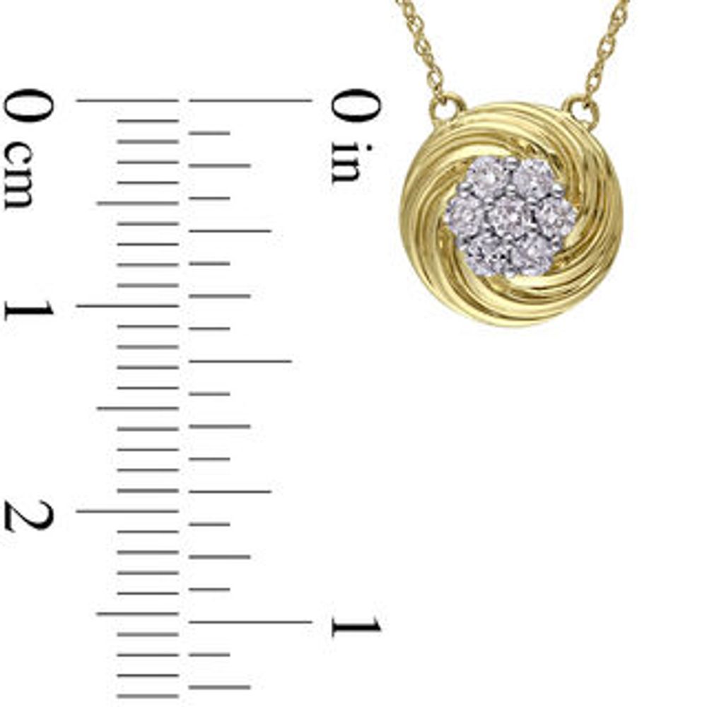 0.24 CT. T.W. Composite Diamond Swirl Frame Necklace in 10K Gold - 17"|Peoples Jewellers