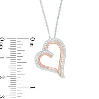 0.18 CT. T.W. Diamond Tilted Heart Pendant in Sterling Silver and 10K Rose Gold|Peoples Jewellers