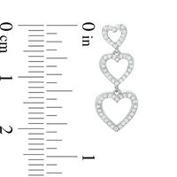 0.37 CT. T.W. Diamond Triple Heart Drop Earrings in Sterling Silver|Peoples Jewellers