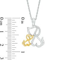 Diamond Accent Dog and Puppy Pendant in Sterling Silver and 10K Gold|Peoples Jewellers