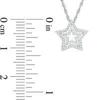 0.11 CT. T.W. Diamond Double Star Pendant in Sterling Silver|Peoples Jewellers