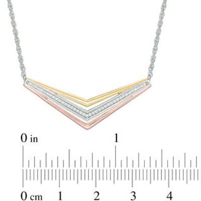 0.45 CT. T.W. Diamond Graduated Double Row Chevron Necklace in Sterling  Silver