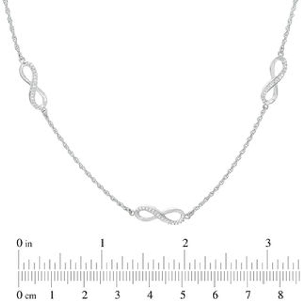 0.23 CT. T.W. Diamond Infinity Station Necklace in Sterling Silver|Peoples Jewellers