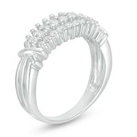 0.45 CT. T.W. Diamond Three Row "X" Collar Anniversary Band in 10K White Gold|Peoples Jewellers