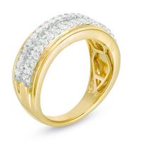 0.70 CT. T.W. Baguette and Round Diamond Multi-Row Band in 10K Gold|Peoples Jewellers