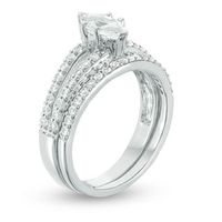Marquise Lab-Created White Sapphire Split Shank Bridal Set in 10K White Gold|Peoples Jewellers