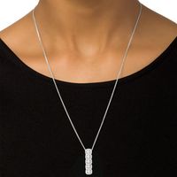 0.70 CT. T.W. Diamond Cushion Frame Five Stone Bolo Necklace in Sterling Silver - 30"|Peoples Jewellers