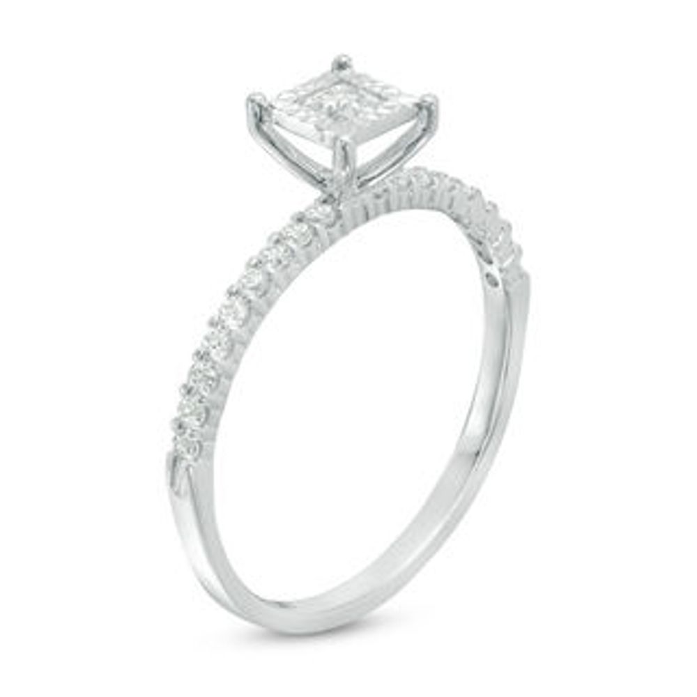 0.33 CT. T.W. Princess-Cut Diamond Engagement Ring in 14K White Gold|Peoples Jewellers