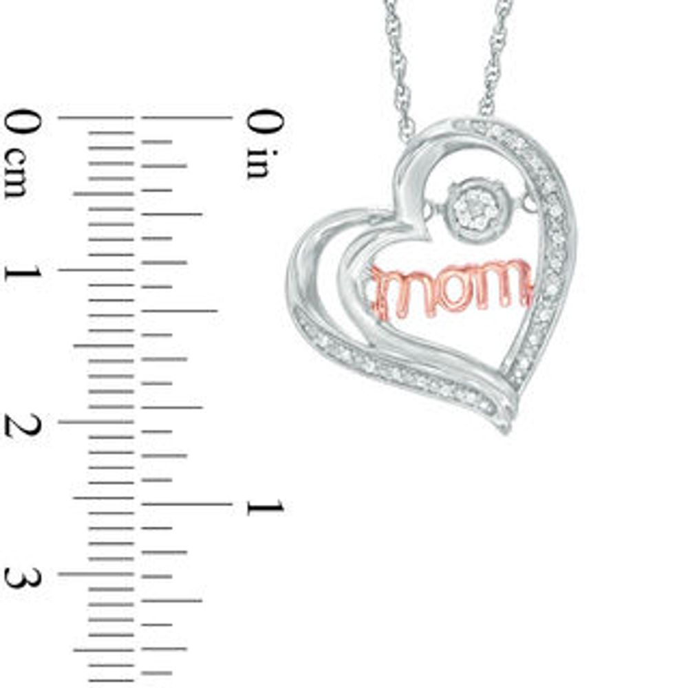 Unstoppable Love™ Diamond Accent "mom" Tilted Heart Pendant in Sterling Silver and 10K Rose Gold|Peoples Jewellers