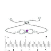 Couple’s Simulated Birthstone Infinity Bolo Bracelet in Sterling Silver (2 Stones)|Peoples Jewellers