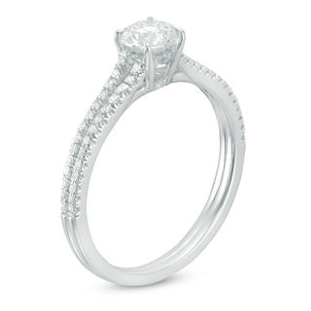 0.75 CT. T.W. Diamond Split Shank Engagement Ring in 14K White Gold|Peoples Jewellers