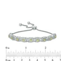 Peridot and 0.09 CT. T.W. Diamond Frame Bolo Bracelet in Sterling Silver - 9.5"|Peoples Jewellers
