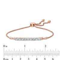 Aquamarine Nine Stone Bar Bolo Bracelet in 10K Rose Gold - 9.5"|Peoples Jewellers