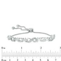 Lab-Created White Sapphire "MOM" Infinity Bolo Bracelet in Sterling Silver - 9.5"|Peoples Jewellers