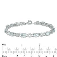 Oval Aquamarine and 0.46 CT. T.W. Diamond "O" Bracelet in Sterling Silver - 7.5"|Peoples Jewellers