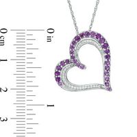 Amethyst and 0.09 CT. T.W. Diamond Tilted Heart Pendant in Sterling Silver|Peoples Jewellers