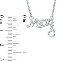 Heart-Shaped Lab-Created White Sapphire "MOM" with Motherly Love Charm Necklace in Sterling Silver|Peoples Jewellers