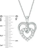 Lab-Created White Sapphire Double Heart Pendant in Sterling Silver|Peoples Jewellers