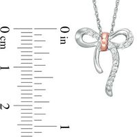 Lab-Created White Sapphire Bow Necklace in Sterling Silver and 10K Rose Gold|Peoples Jewellers