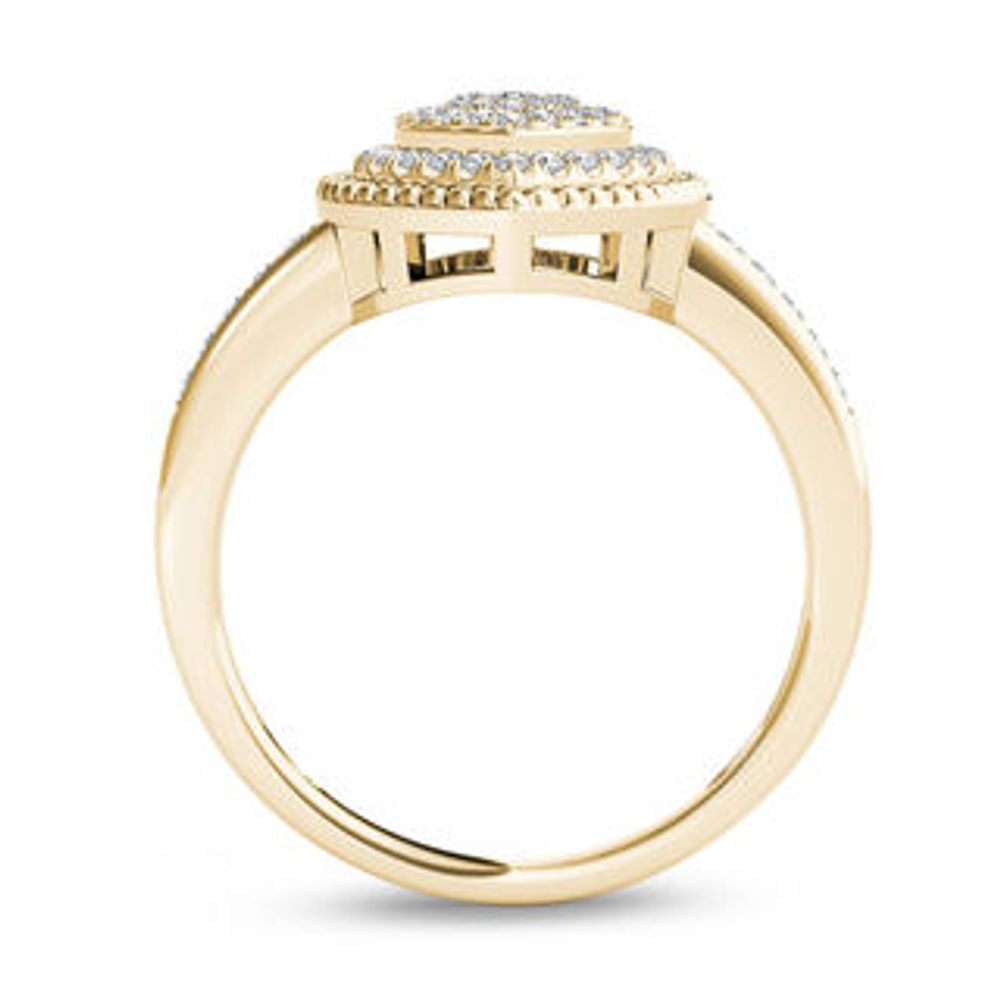 0.23 CT. T.W. Multi-Diamond Heart-Shaped Rope Frame Ring in 10K Gold|Peoples Jewellers