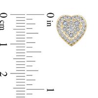 0.30 CT. T.W. Multi-Diamond Vintage-Style Heart Stud Earrings in 10K Gold|Peoples Jewellers