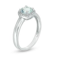 5.7mm Aquamarine and Diamond Accent Frame Split Shank Ring in Sterling Silver|Peoples Jewellers