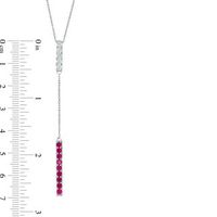 Lab-Created Ruby and White Sapphire Double Bar Lariat-Style Necklace in Sterling Silver - 36"|Peoples Jewellers