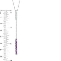 Amethyst and Lab-Created White Sapphire Double Bar Lariat-Style Necklace in Sterling Silver - 36"|Peoples Jewellers