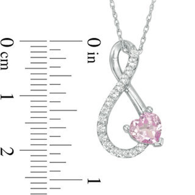 5.0mm Heart-Shaped Lab-Created White and Pink Sapphire Double Heart Pendant  in Sterling Silver