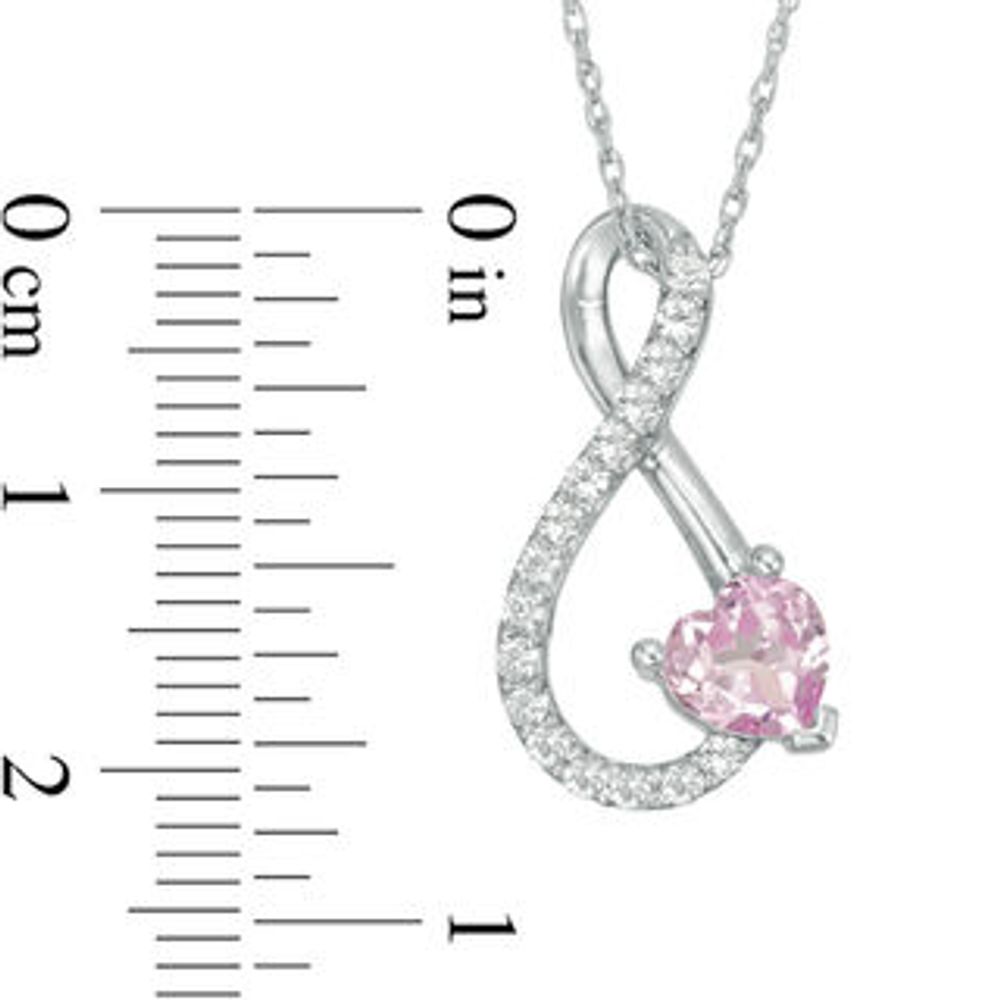 Heart-Shaped Lab-Created Pink and White Sapphire Infinity Pendant in Sterling Silver|Peoples Jewellers