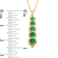 Lab-Created Emerald Cascading Linear Five Stone Pendant in 10K Gold|Peoples Jewellers