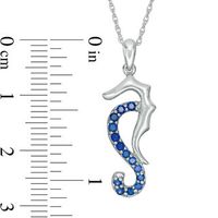 Lab-Created Blue Sapphire Seahorse Pendant in Sterling Silver|Peoples Jewellers