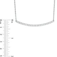 Lab-Created White Sapphire Curved Bar Necklace in 10K White Gold|Peoples Jewellers