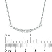 Lab-Created White Sapphire Curved Bar Necklace in Sterling Silver|Peoples Jewellers